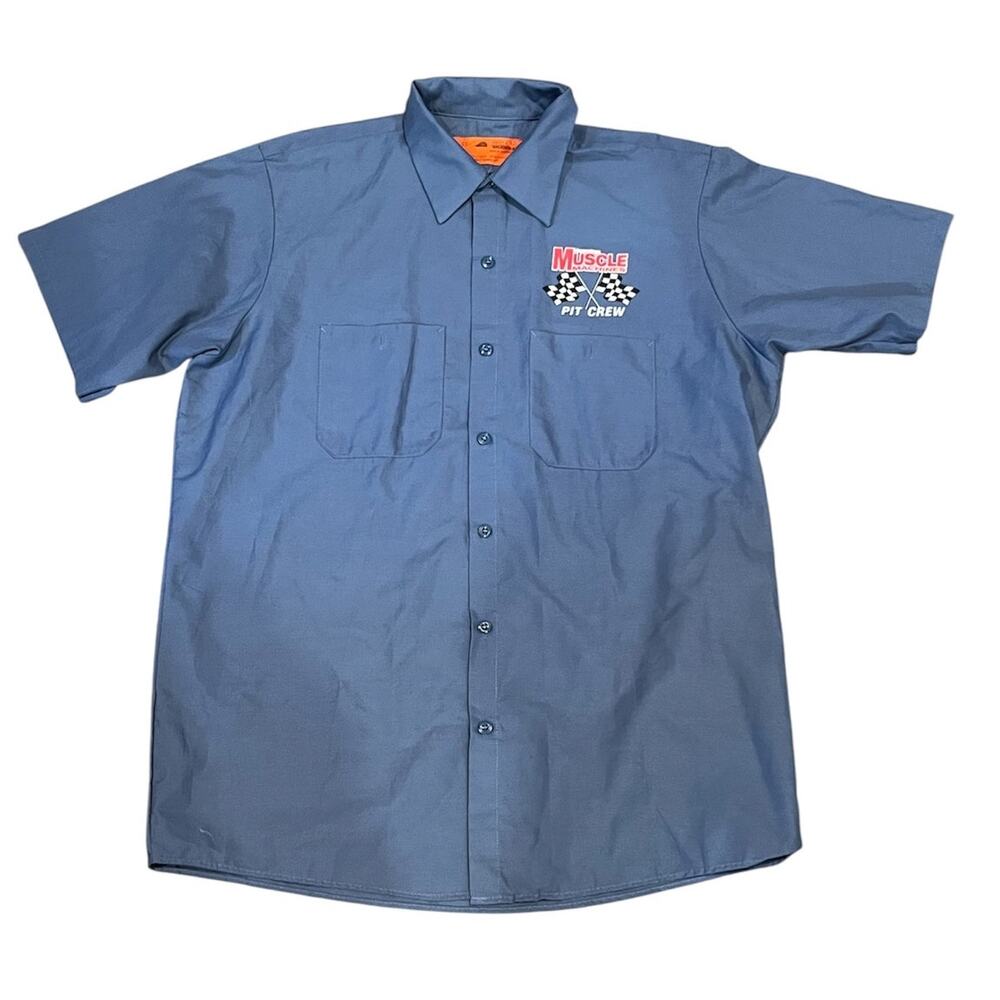 Muscle Pit Crew Mechanic Shirt Large Blue Hemmings Muscle Workwear Auto